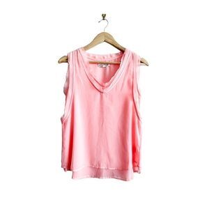Olive & Oak Pink Tank Double Layer Raw Edge Semi-Sheer Women's S